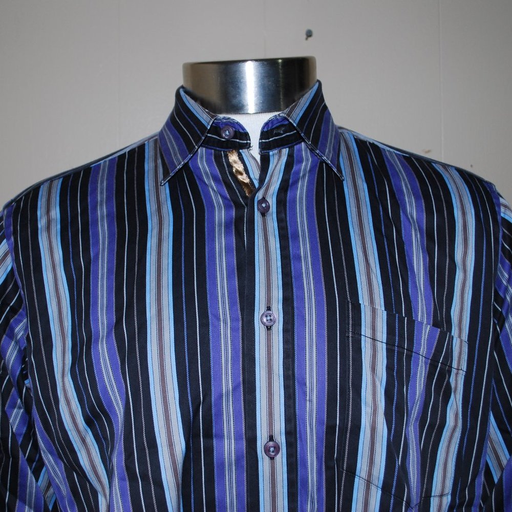 Striped Bugatchi Button Down Size Large - image 1